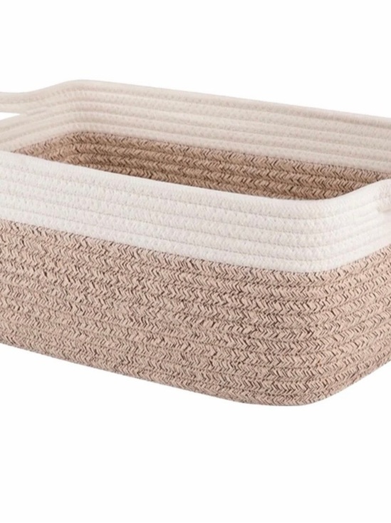 CherishGuard Other - Cotton Rope Storage Basket in Cream and Tan